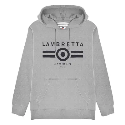 (S, Grey Marl) Lambretta Mens Logo Graphic Pullover Sweatshirt Jumper Hoody Hoodie