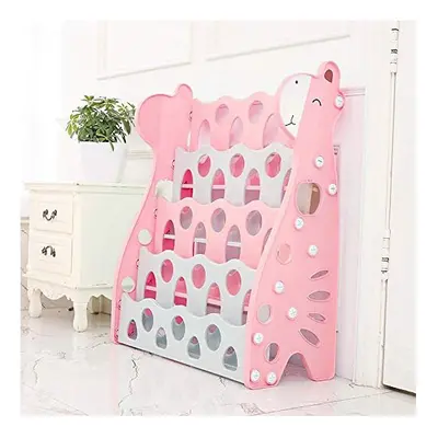 (Pink) WDW Kids Bookshelf - Children's Plastic Bookcase Rack