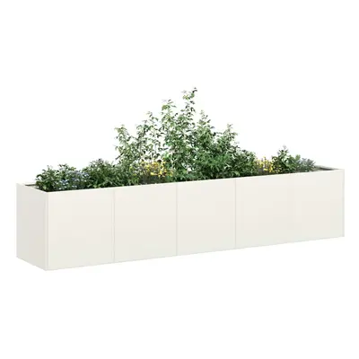 vidaXL Planter White 200x40x40 cm Cold-rolled Steel