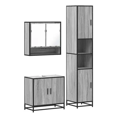 (grey sonoma) vidaXL Piece Bathroom Furniture Set Grey Sonoma Engineered Wood