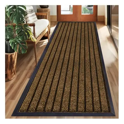 (80 x cm) Heavy Duty Rubber Mat Doormats Runner Brown Rugs