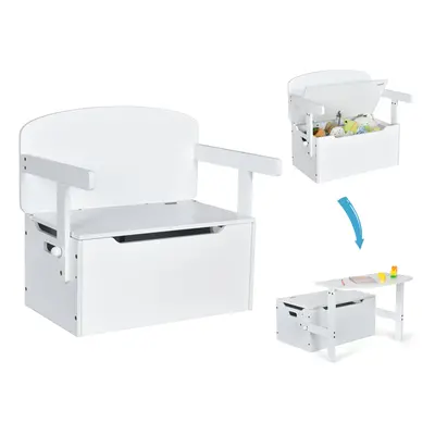 Kids Convertible Activity Bench Table 3-in-1 Desk and Chair Set Toy Box