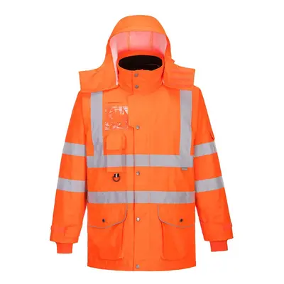 (L, Orange) Portwest Mens Hi-Vis In Safety Traffic Jacket