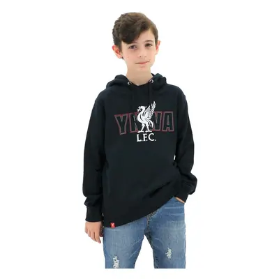 (10) Liverpool FC Youth Boys Hoodie Jumper LFC YNWA Firebird Hoody - Navy