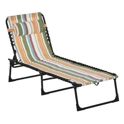 Outsunny Folding Beach Chair Chaise Lounge Adjustable Positions, Multicolored