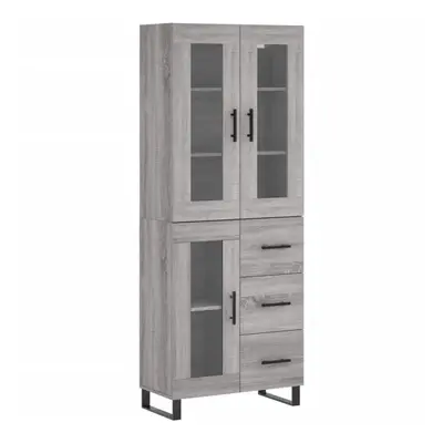 (grey sonoma, glass door drawers) vidaXL Highboard Sideboard Cupboard Side Board Storage Cabinet