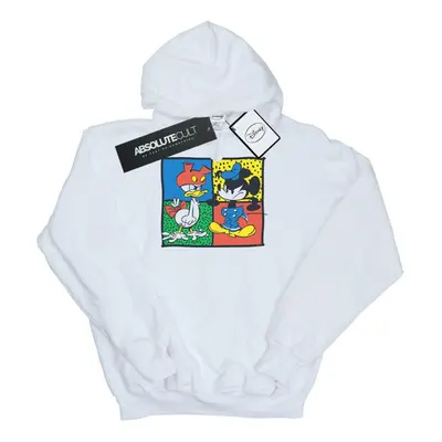 (L, White) Disney Mens Mickey Mouse Donald Clothes Swap Hoodie