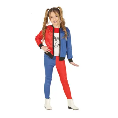 (10 to years (142-148 cm)) Girls' red and blue harlequin costume