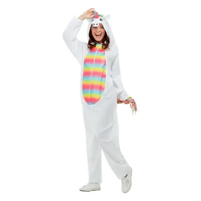 (multicoloured, M) Unicorn Costume White hooded jumpsuit Size