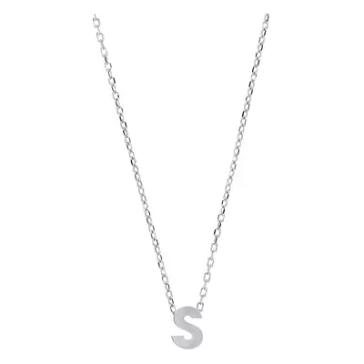 Jewelco London Ladies Sterling Silver Letter Initial Pendant Necklace inch - GIN4S