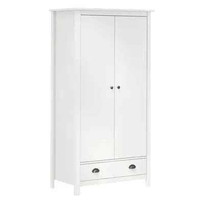 vidaXL Solid Wood Pine 2-Door Wardrobe Hill White 89x50x170 cm Clothes Cabinet