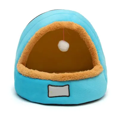 (Blue) Foldable Kennel Dog Bed For Dogs Cats Animals Pet House Tent All Seasons Washable Cushion