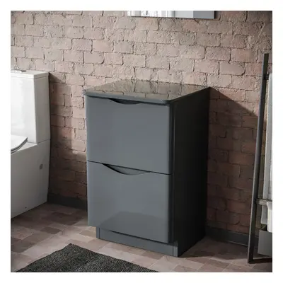 500mm Grey Drawer Work Top Freestanding Vanity Unit Bathroom | Merton