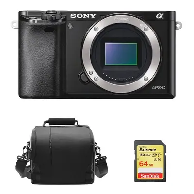 SONY A6000 Body Black + 64GB SD card + camera Bag