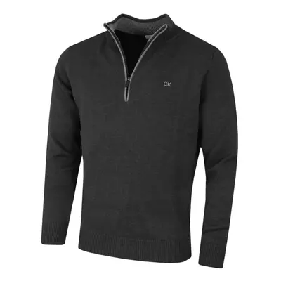 (M, Charcoal) Calvin Klein Mens Knit Cotton 1/2 Zip Golf CK Top Sweater