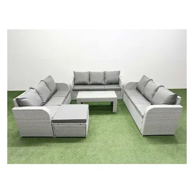 Fimous PE Rattan Lounge Sofa Set Seater Outdoor Garden Furniture Set with3 Seater Sofa Big Foots