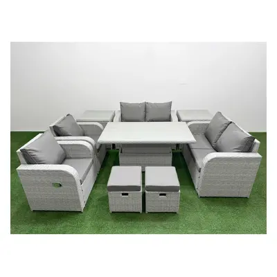 Fimous Seater Outdoor Reclining Chair Love Sofa Set Rattan Garden Furniture Set with Adjustable 