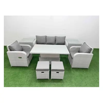 Fimous PE Rattan Garden Furniture Set Adjustable Lifting Dining or Coffee Table Side Table Small