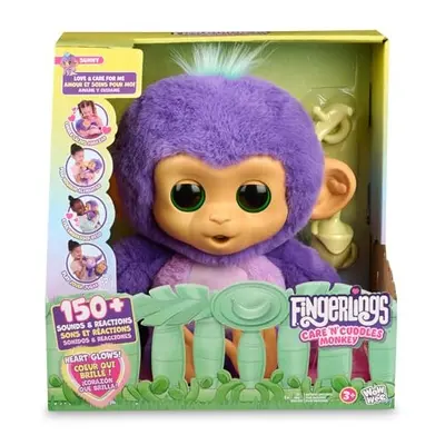 Fingerlings Care n Cuddles Interactive Baby Monkey, Sunny - Purple