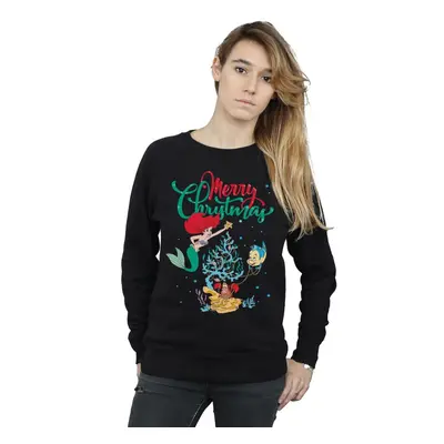 (S, Black) Disney Womens/Ladies Princess Ariel Merry Christmas Sweatshirt