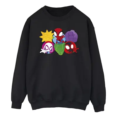 (L, Black) Marvel Mens Spidey And His Amazing Friends Faces Sweatshirt