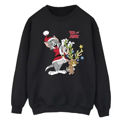 (S, Black) Tom & Jerry Womens/Ladies Christmas Reindeer Sweatshirt