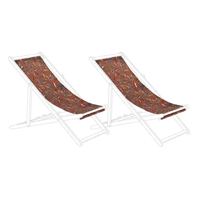 Set of Sun Lounger Replacement Fabrics Floral Pattern Red ANZIO / AVELLINO