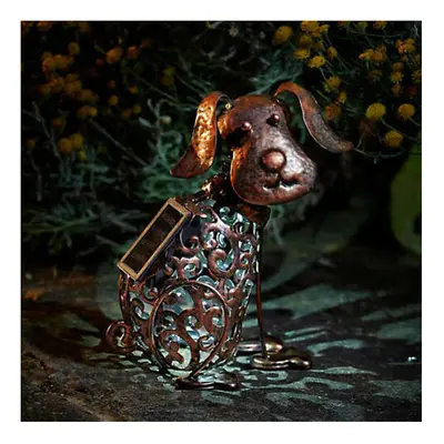 Solar Power LED Light Metal Silhouette Dog Decorative Garden Ornament