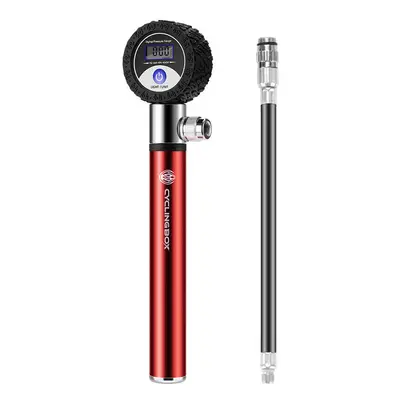 (Red) 120PSI Bike Pump Modes Tire Pressure LCD Display Inflator Bicycle Ball Air Pump Outdoor Cy