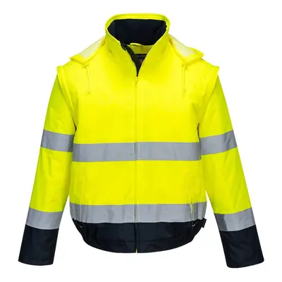 (S, Yellow/Navy) Portwest Mens Essential in Lite Hi-Vis Bomber Jacket