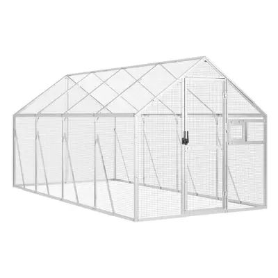 (silver, 1.79 x x 1.85 m) vidaXL Aviary Outdoor Bird Cage Walk In Chicken Run Coop Silver Alumin