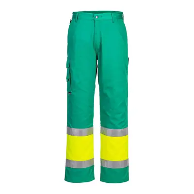 (M R, Yellow/Teal) Portwest Mens Contrast Hi-Vis Work Trousers