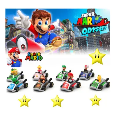 8pcs Super Mario Racing Cars Set Competitive Game Kart Toys Princess Peach Kids