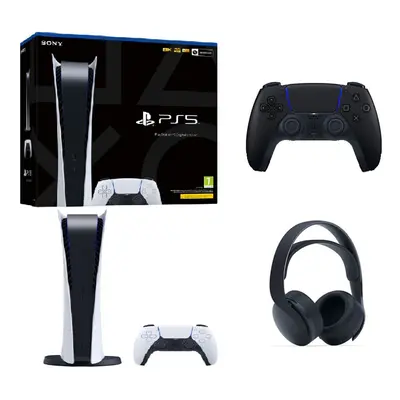 Sony PlayStation | PS5 Digital Console + Extra Midnight Black Controller + Sony 3D Wireless Head