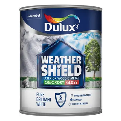 Dulux Weather Shield Quick Dry Gloss Paint, ml - Pure Brilliant White