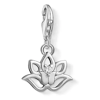 Thomas Sabo Women-Charm Pendant Lotus Charm Club Sterling silver zirconia white 1300-051-14