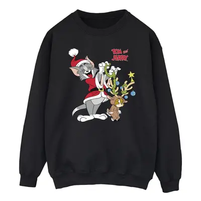 (S, Black) Tom & Jerry Mens Christmas Reindeer Sweatshirt