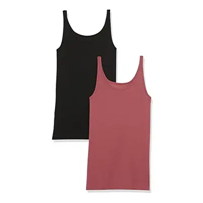 Womens Slim-Fit Thin Strap Tank, Pack of 2, BlackPlum, X-Large