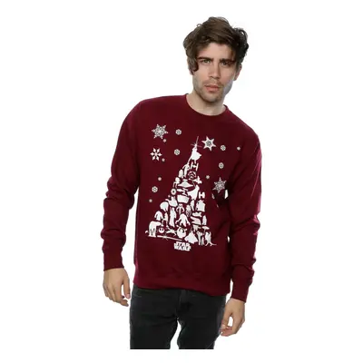 (S, Burgundy) Star Wars Mens Christmas Tree Sweatshirt