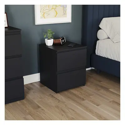 (Black) Denver Drawer Large Bedside Chest Storage Unit