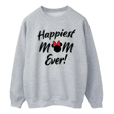 (L, Sports Grey) Disney Womens/Ladies Minnie Mouse Happiest Mom Ever Sweatshirt