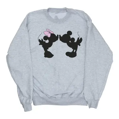 (M, Sports Grey) Disney Womens/Ladies Mickey Minnie Kiss Silhouette Sweatshirt