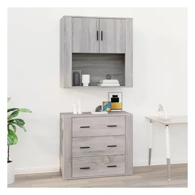 vidaXL Wall Cabinet Grey Sonoma 80x33x80 cm Engineered Wood