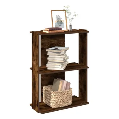 vidaXL Bookcase 3-Tier Smoked Oak 60x30x80 cm Engineered Wood