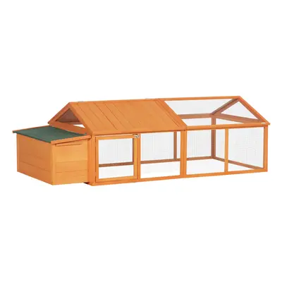 PawHut Wooden Chicken Run with Nesting Box, Openable Roof, for Chickens