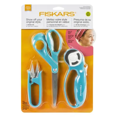 Fiskars Garment Sewing Fashion Starter Set 3pcs-Rotary Cutter, Thread Snips & Scissors