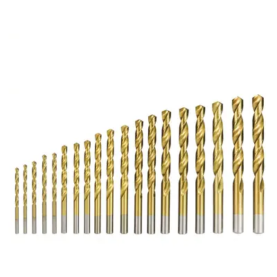 (Gold, 19pcs) 13/19Pcs Titanium Coated High-speed Steel Twist Drill Set Electric Hole Bit