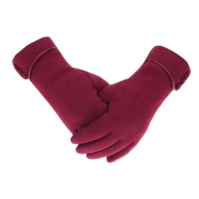 (Wine Red) Women Unisex Warm Touch Screen Fleece Gloves No-Slip Cycling Outdoor Windproof Ski Gl