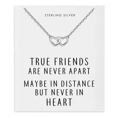 Sterling Silver True Friends Heart Link Necklace with Quote Card