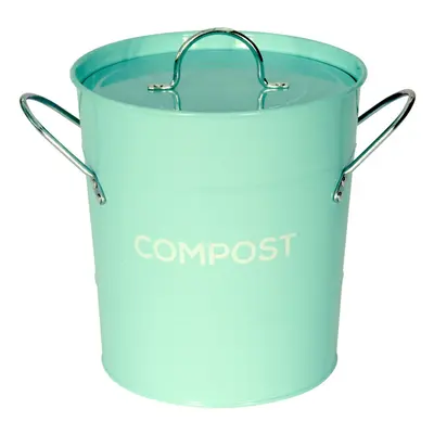 (Light Blue) Metal Compost Caddy - Recycling Food Waste Bin